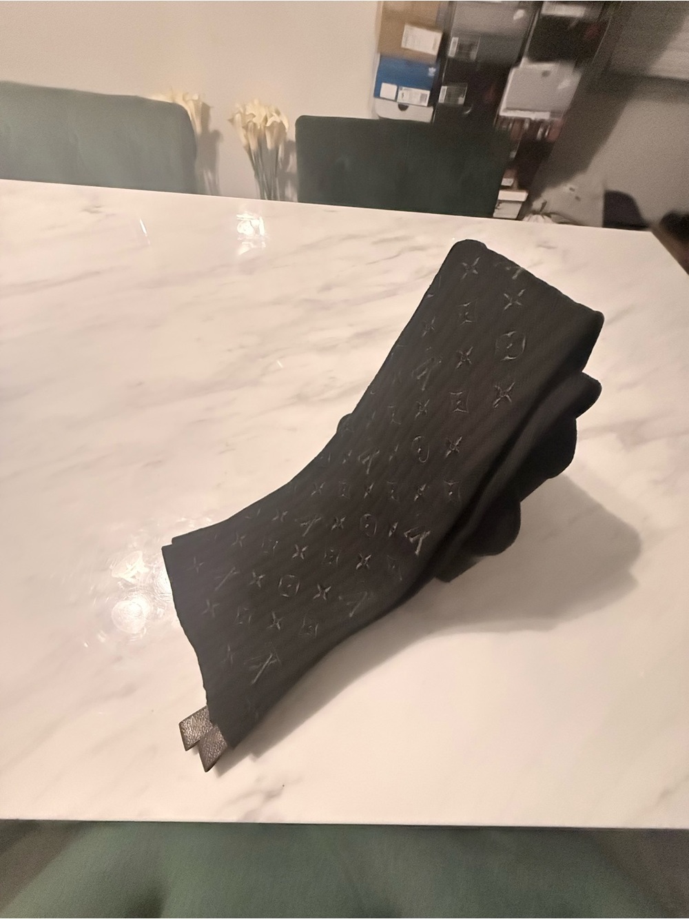 Louis Vuitton Black Over-the-Knee Monogram Stretch Boots with Block Heel - Picture 4 of 7